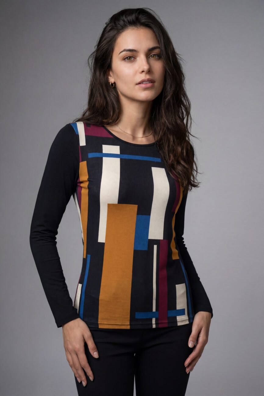 Modern Geometric Print Tops