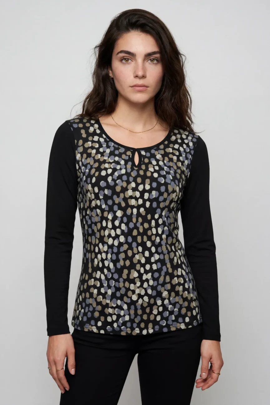 Abstract Dot Print Long Sleeve Top