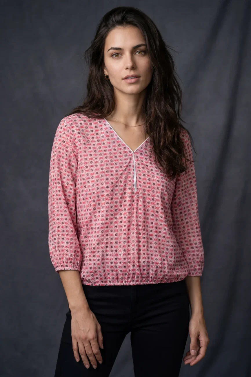 Printed Three-Quarter Sleeve Tops