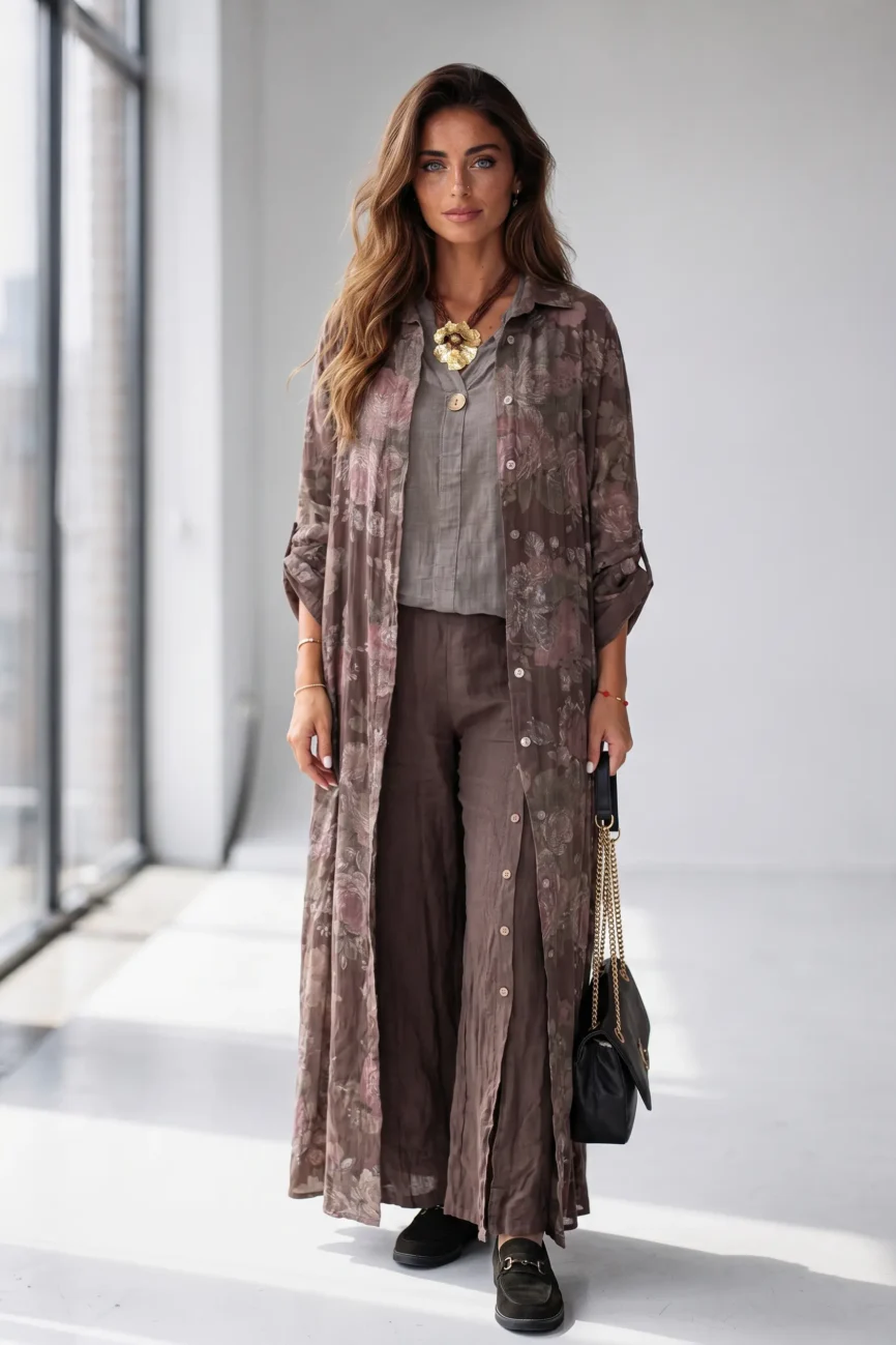 Button-Detail Wide-Leg Trousers Collection